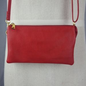 RED GOLD CROSSBODY PURSE BAG